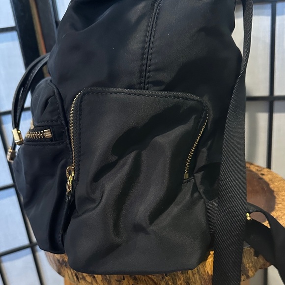 Ralph Lauren Keely Nylon Backpack Black Purse Gold Zippers Roomy main image 5